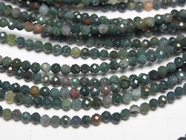 [Video]High Quality! Indian Agate Faceted Round 2mm Necklace