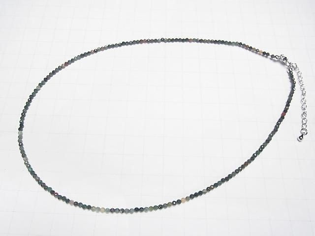 [Video] High Quality! Indian Agate Faceted Round 2mm Necklace
