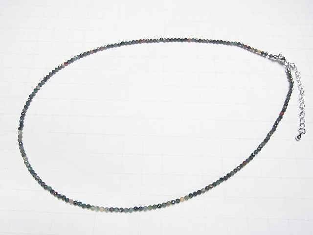 [Video]High Quality! Indian Agate Faceted Round 2mm Necklace