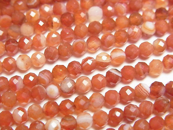 [Video] High Quality! Carnelian, Sardonyx AA++ Faceted Round 3mm 1strand beads (aprx.15inch/37cm)