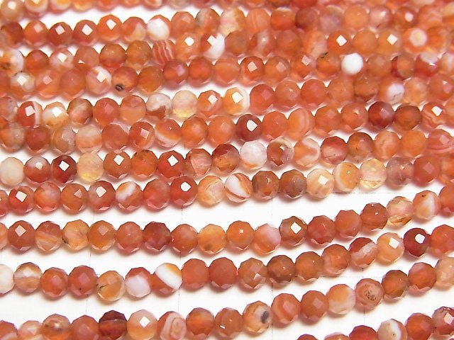 [Video] High Quality! Carnelian, Sardonyx AA++ Faceted Round 3mm 1strand beads (aprx.15inch/37cm)