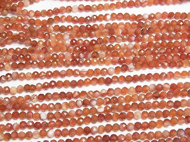 [Video] High Quality! Carnelian, Sardonyx AA++ Faceted Round 3mm 1strand beads (aprx.15inch/37cm)