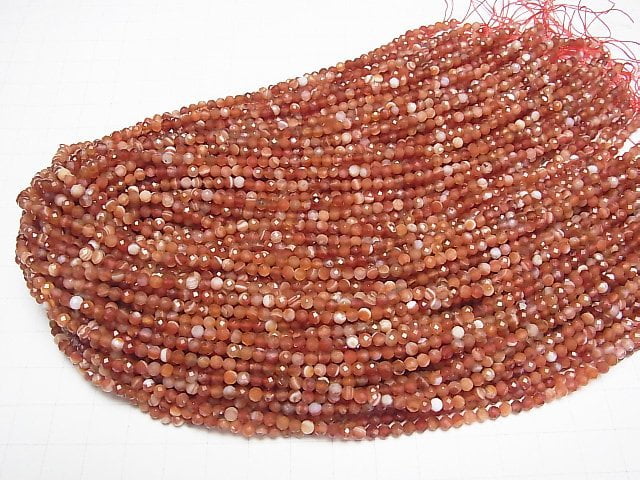 [Video] High Quality! Carnelian, Sardonyx AA++ Faceted Round 3mm 1strand beads (aprx.15inch/37cm)