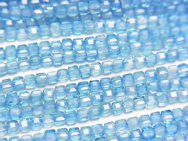 [Video]High Quality! Blue color Topaz AA++ Cube Shape 2x2x2mm 1strand beads (aprx.15inch/37cm)