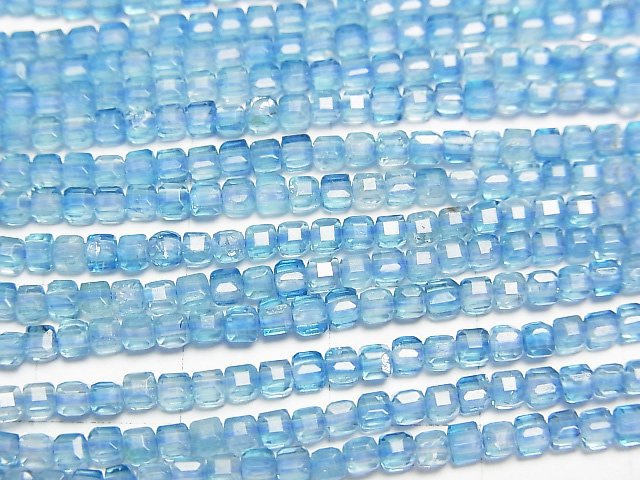 [Video]High Quality! Blue color Topaz AA++ Cube Shape 2x2x2mm 1strand beads (aprx.15inch/37cm)