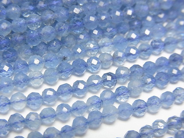 [Video]High Quality! Deep Blue Aquamarine AA++ Faceted Round 3mm 1strand beads (aprx.15inch/37cm)