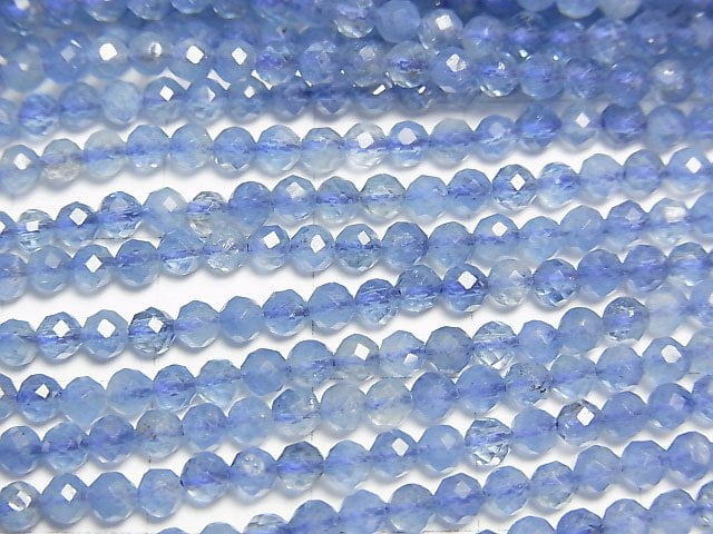 [Video]High Quality! Deep Blue Aquamarine AA++ Faceted Round 3mm 1strand beads (aprx.15inch/37cm)