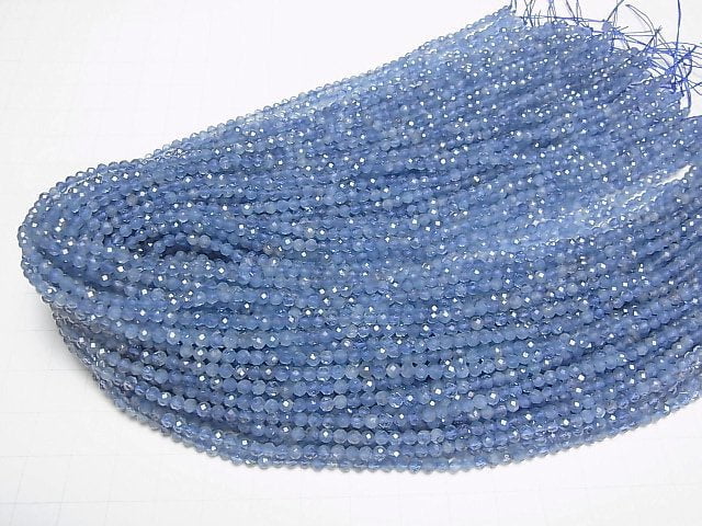 [Video]High Quality! Deep Blue Aquamarine AA++ Faceted Round 3mm 1strand beads (aprx.15inch/37cm)