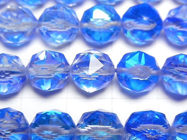 [Video]High Quality! Blue Luna Flash Star Faceted Round 10mm 1strand beads (aprx.15inch/36cm)