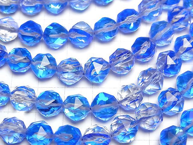 [Video]High Quality! Blue Luna Flash Star Faceted Round 10mm 1strand beads (aprx.15inch/36cm)