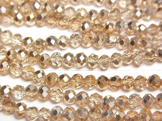 [Video] Glass Beads Faceted Button Roundel 3x3x2mm Gold Half Coated 1strand beads (aprx.14inch/35cm)