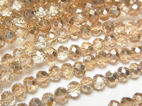 [Video] Glass Beads Faceted Button Roundel 4x4x3mm Gold Half Coated 1strand beads (aprx.15inch/38cm)