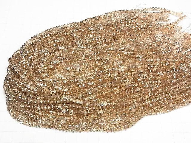 [Video] Glass Beads Faceted Button Rondelle 4x4x3mm Gold Half Coated 1strand beads (aprx.15inch/38cm)