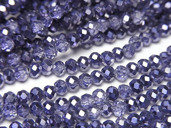 [Video] Glass Beads Faceted Button Roundel 3x3x2mm Violet Half Coated 1strand beads (aprx.12inch/29cm)