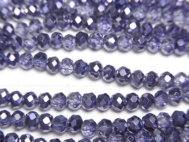 [Video] Glass Beads Faceted Button Roundel 3x3x2mm Violet Half Coated 1strand beads (aprx.12inch/29cm)