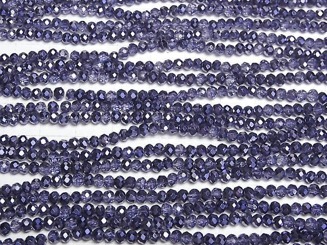 [Video] Glass Beads Faceted Button Roundel 3x3x2mm Violet Half Coated 1strand beads (aprx.12inch/29cm)