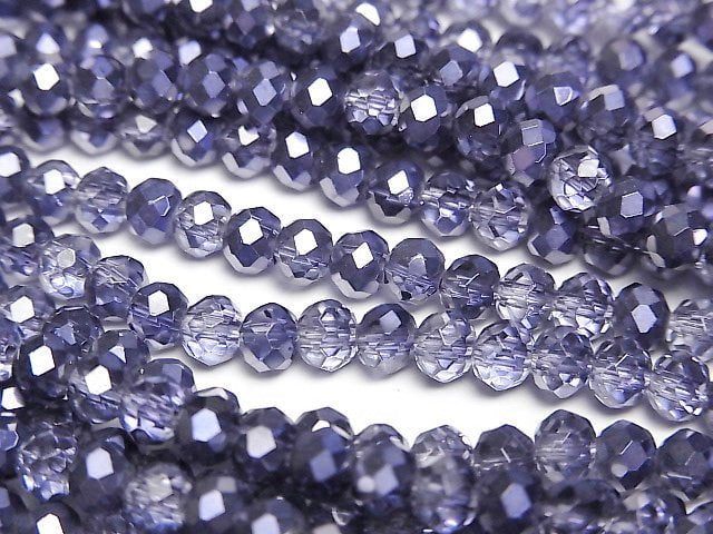 [Video] Glass Beads Faceted Button Roundel 4x4x3mm Violet Half Coated 1strand beads (aprx.16inch/39cm)