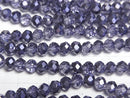 [Video] Glass Beads Faceted Button Rondelle 4x4x3mm Violet Half Coated 1strand beads (aprx.16inch/39cm)