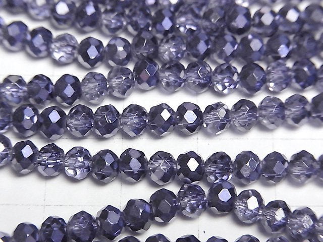 [Video] Glass Beads Faceted Button Roundel 4x4x3mm Violet Half Coated 1strand beads (aprx.16inch/39cm)