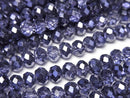 [Video]Glass Beads Faceted Button Rondelle 6x6x4mm Violet Half Coated 1strand beads (aprx.15inch/37cm)