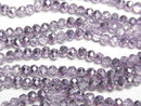 [Video]Glass Beads Faceted Button Rondelle 3x3x2mm Lilac Half Coated 1strand beads (aprx.12inch/29cm)