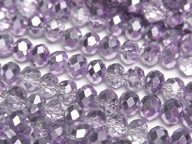 [Video]Glass Beads Faceted Button Rondelle 6x6x4mm Lilac Half Coated 1strand beads (aprx.15inch/37cm)