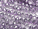 [Video]Glass Beads Faceted Button Rondelle 6x6x4mm Lilac Half Coated 1strand beads (aprx.15inch/37cm)