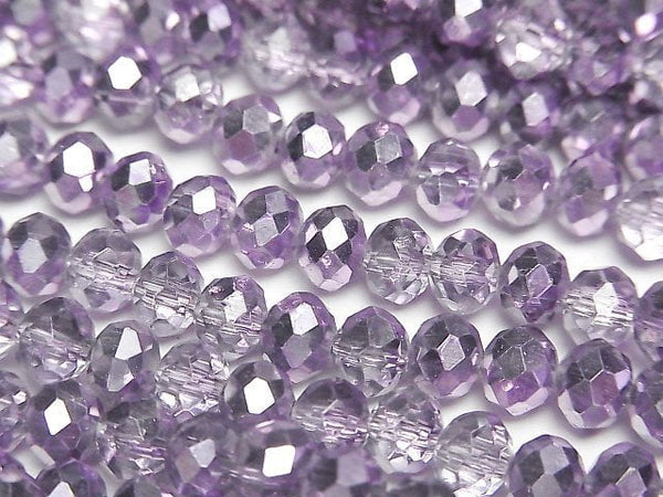 [Video]Glass Beads Faceted Button Roundel 6x6x4mm Lilac Half Coated 1strand beads (aprx.15inch/37cm)