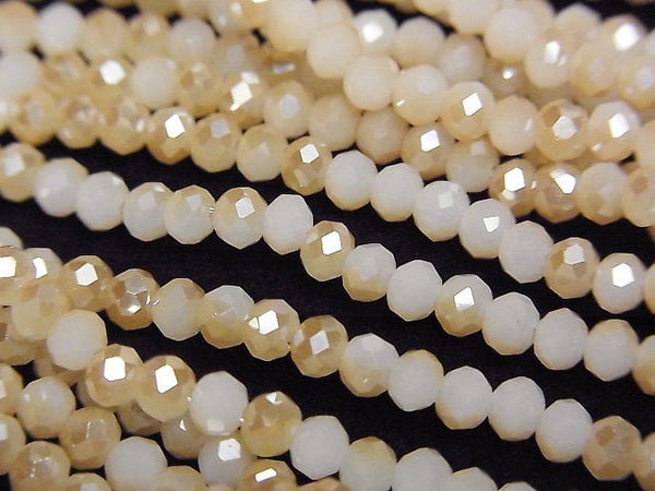 [Video] Glass Beads Faceted Button Roundel 3x3x2mm Champagne Half Coating 1strand beads (aprx.12inch/29cm)