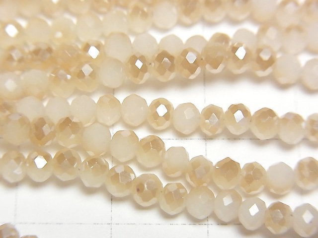 [Video] Glass Beads Faceted Button Roundel 3x3x2mm Champagne Half Coating 1strand beads (aprx.12inch/29cm)