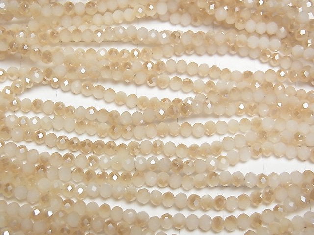 [Video] Glass Beads Faceted Button Rondelle 3x3x2mm Champagne Half Coating 1strand beads (aprx.12inch/29cm)