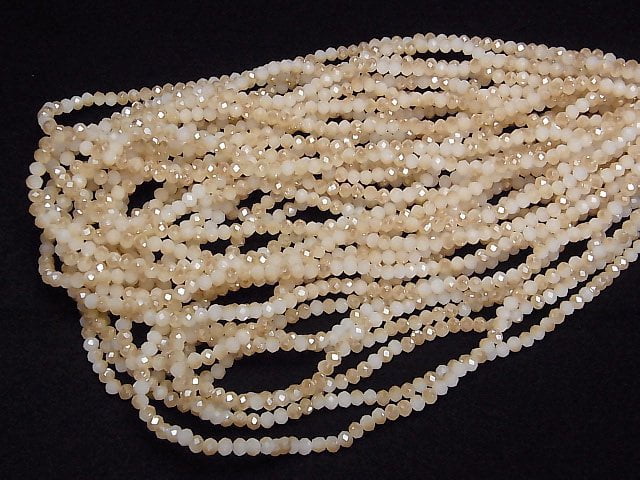 [Video] Glass Beads Faceted Button Rondelle 3x3x2mm Champagne Half Coating 1strand beads (aprx.12inch/29cm)
