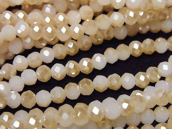 [Video] Glass Beads Faceted Button Roundel 4x4x3.5mm Champagne Half Coating 1strand beads (aprx.15inch/37cm)