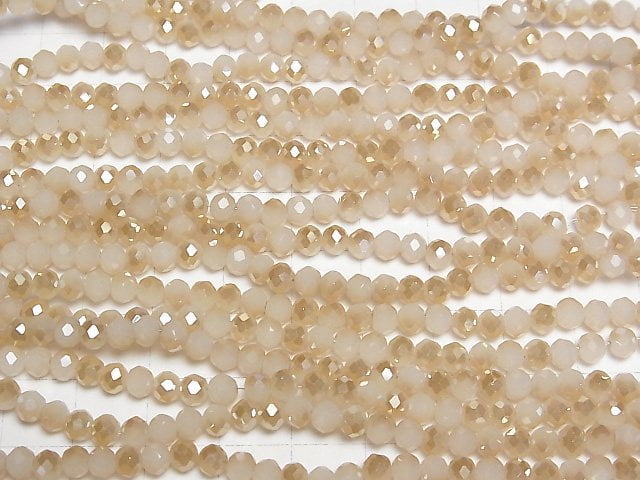 [Video] Glass Beads Faceted Button Roundel 4x4x3.5mm Champagne Half Coating 1strand beads (aprx.15inch/37cm)