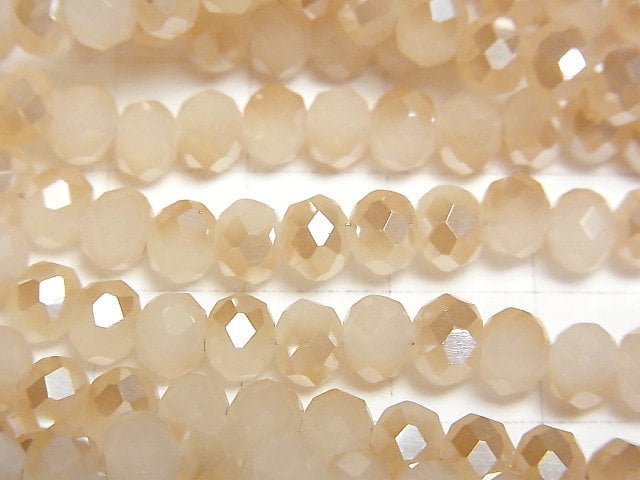 [Video] Glass Beads Faceted Button Roundel 6x6x4mm Champagne Half Coating 1strand beads (aprx.14inch/34cm)