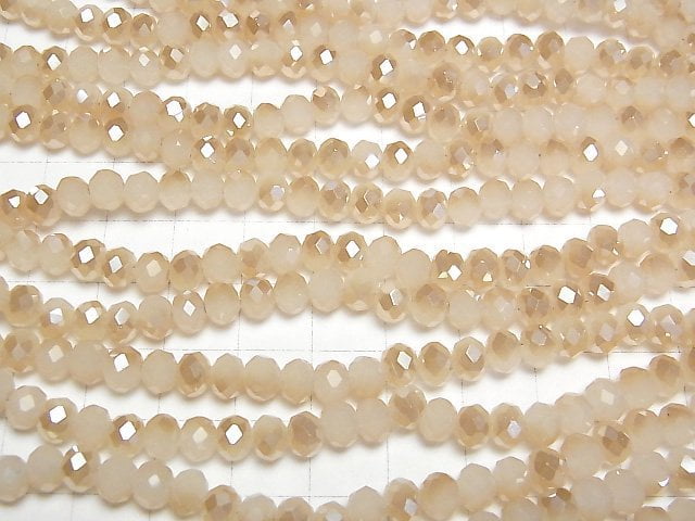 [Video] Glass Beads Faceted Button Roundel 6x6x4mm Champagne Half Coating 1strand beads (aprx.14inch/34cm)