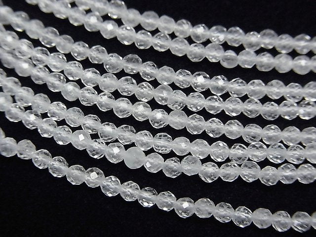 [Video]High Quality! Natural White Topaz AA++ Faceted Round 2mm Necklace