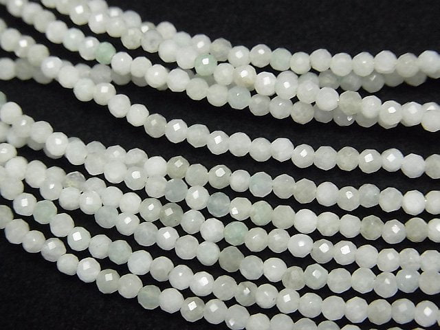 [Video]High Quality! Burmese Jadeite AA Faceted Round 2mm Necklace