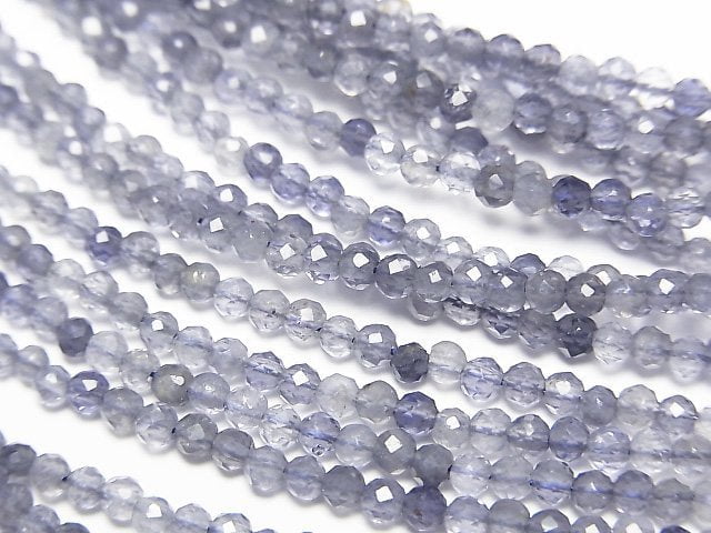 [Video]High Quality! Iolite AA++ Faceted Round 2mm Necklace