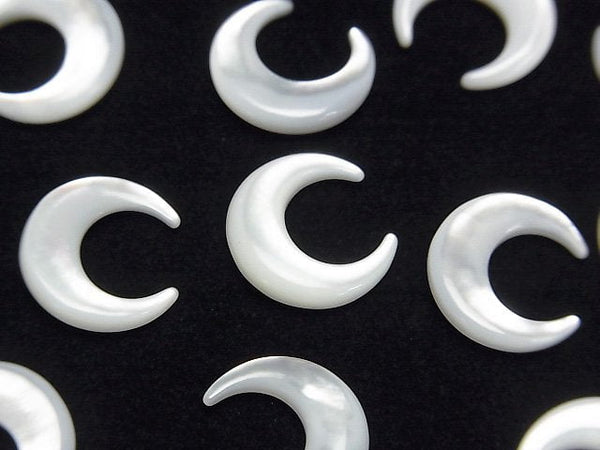 [Video] High Quality White Shell (Silver-lip Oyster) AAA Moon Motif 12x11mm 4pcs