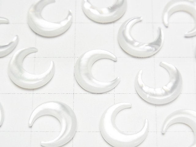 [Video] High Quality White Shell (Silver-lip Oyster) AAA Moon Motif 12x11mm 4pcs