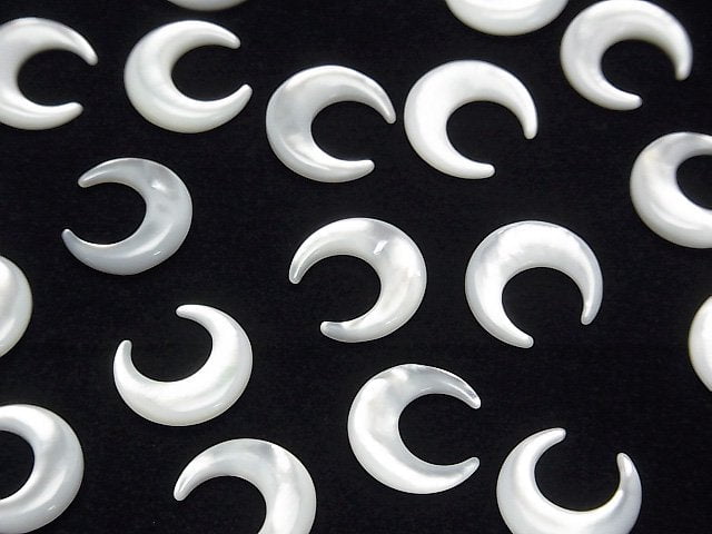 [Video] High Quality White Shell (Silver-lip Oyster) AAA Moon Motif 12x11mm 4pcs