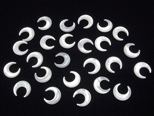 [Video] High Quality White Shell (Silver-lip Oyster) AAA Moon Motif 12x11mm 4pcs