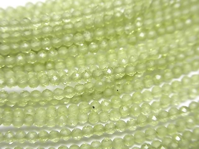 [Video] High Quality! Peridot AA+ Faceted Round 2mm Necklace