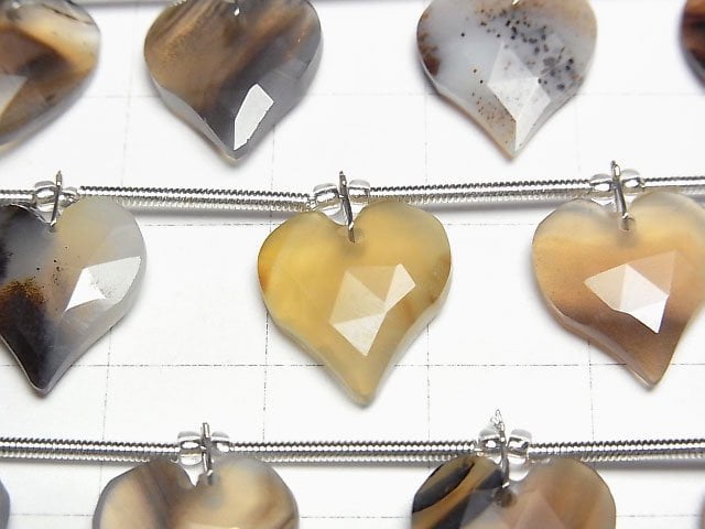 [Video] Montana Moss Agate Heart cut half or 1strand (6pcs)