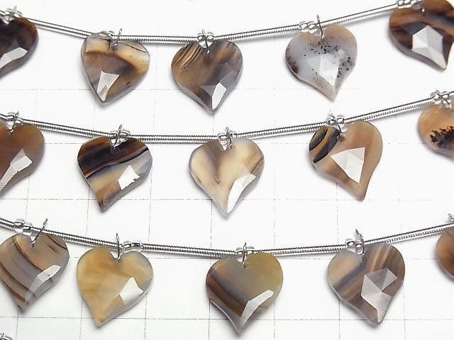 [Video] Montana Moss Agate Heart cut half or 1strand (6pcs)