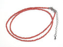 [Video]High Quality! Red Coral (Dyed) Faceted Round 2mm Necklace