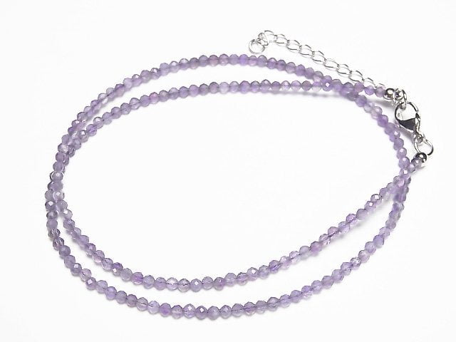 [Video]High Quality! Amethyst AA+ Faceted Round 2mm Necklace