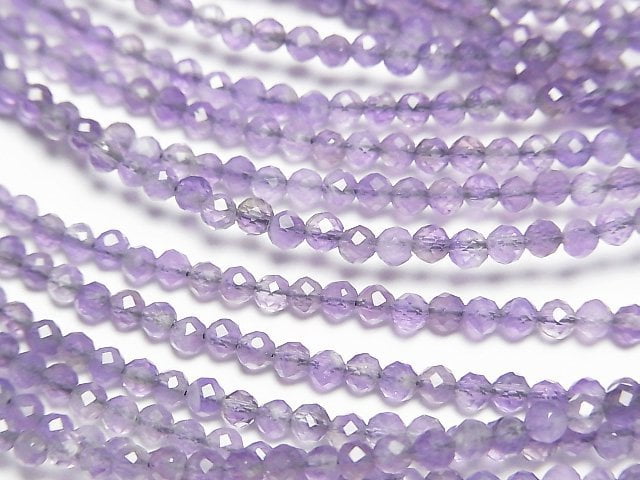 [Video]High Quality! Amethyst AA+ Faceted Round 2mm Necklace