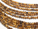 [Video]High Quality! Yellow Tiger's Eye AA++ Faceted Round 2.5mm Necklace